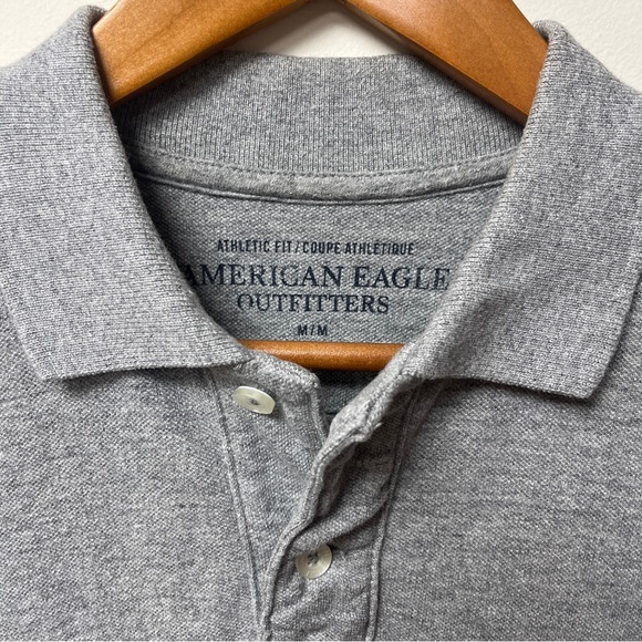 American Eagle Polo Shirt Mens Medium Grey Short Sleeve - Picture 3 of 3